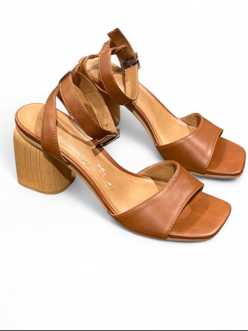 Universal Thread Cognac Block Heel Sandals with Ankle Strap
